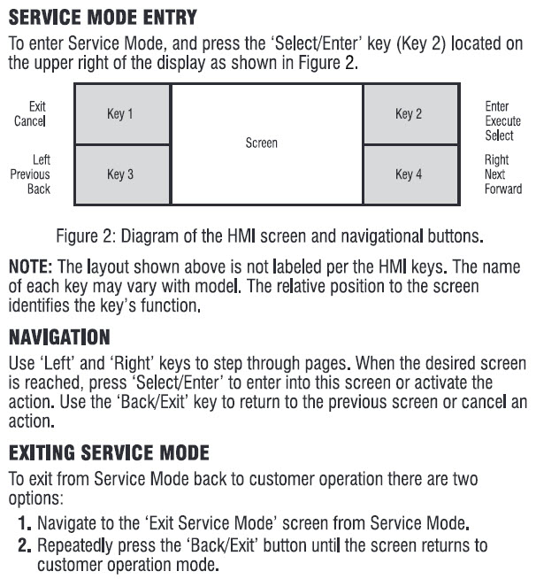 Entering and Exiting Service Mode